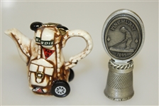 Assosorted Golf Themed Desk Decorations And A 118th Open Championship Shot Glass