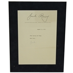 Jack Benny Signed August 13, 1973 to Doug Sanders & Scotty on Letterhead JSA ALOA