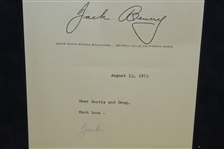 Jack Benny Signed August 13, 1973 to Doug Sanders & Scotty on Letterhead JSA ALOA