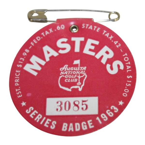 1963 Masters Tournament Series Badge - Nicklaus First Masters Win