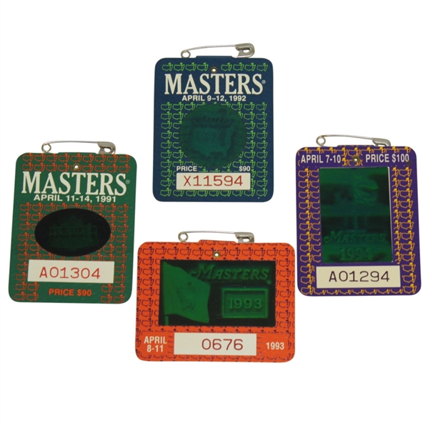 1991, 1992, 1993 & 1994 Masters Tournament Series Badges