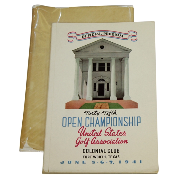 1941 US Open Championship at Colonial CC Program - Craig Wood Winner