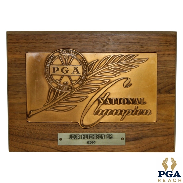 Jock Hutchison's Personal 1920 PGA Championship Plaque - Presented By The PGA As Its Third Winner