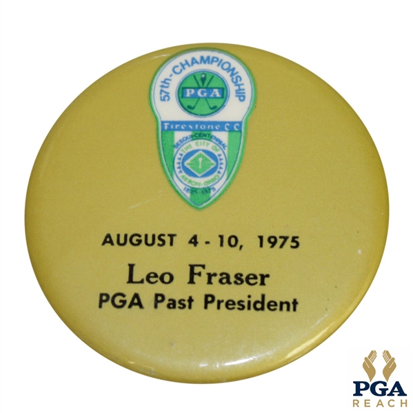 1975 PGA Championship at Firestone CC Past PGA President Leo Fraser's Credentials Badge - Nicklaus Win