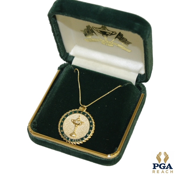 2006 Ryder Cup at The K Club 14k Gold Necklace w/ Emerald Green Accents - In Original Box
