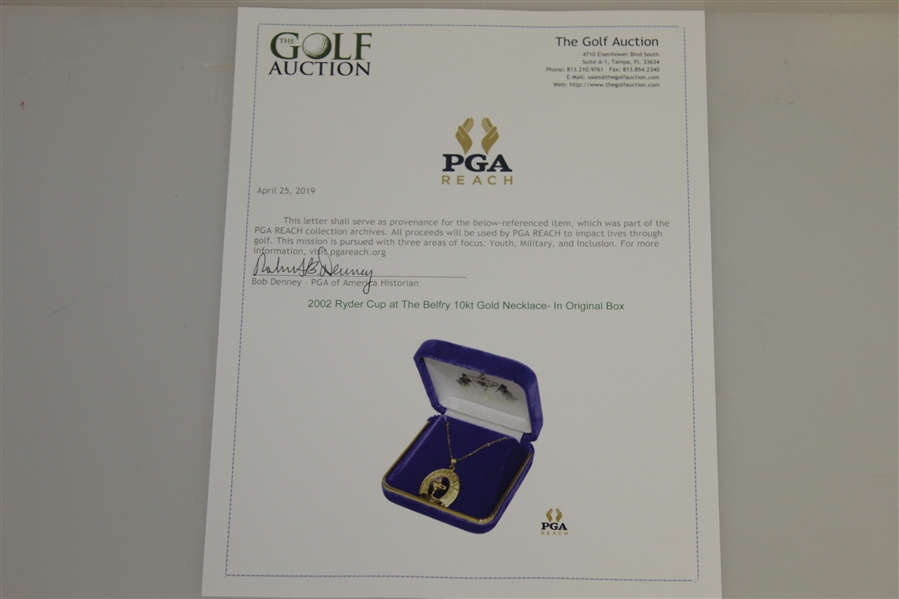 2002 Ryder Cup at The Belfry 10kt Gold Necklace- In Original Box