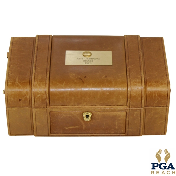 John Mahaffey's 1979 PGA Championship Champions Dinner Gift - Leather Jewelry / Trinket Box w/ Engraved Nameplate