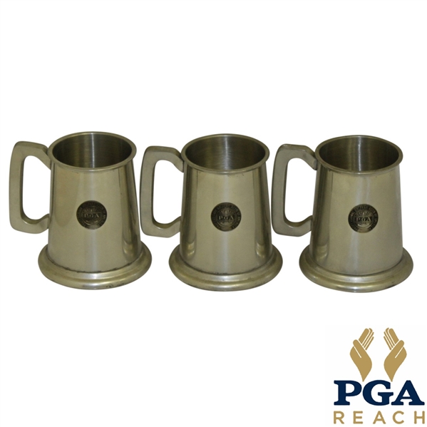 PGA Aluminum Steins w/ Circular Relief PGA Logo - Set of Three