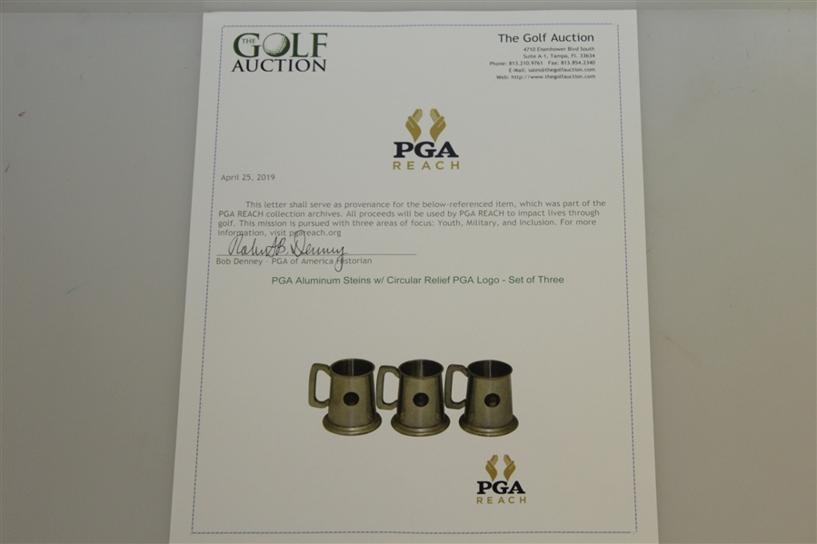 PGA Aluminum Steins w/ Circular Relief PGA Logo - Set of Three