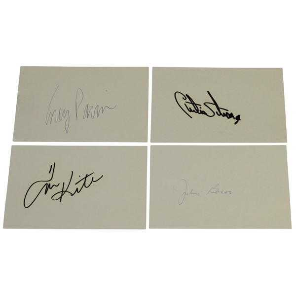 Julius Boros, Corey Pavin, Tom Kite, & Curtis Strange Signed 4x6 Cards JSA ALOA