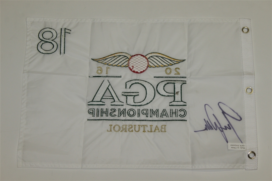 Jimmy Walker Signed 2016 PGA Championship at Baltusrol Embroidered White Flag JSA ALOA