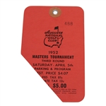 1952 Masters Tournament Third Round Badge #488 - Sam Snead Winner