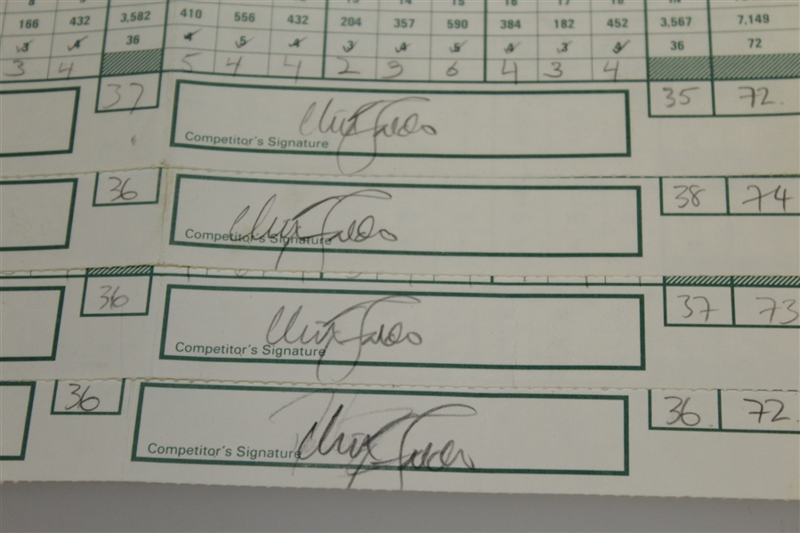 Nick Faldo Signed Used 1991 US Open Scorecards (4) - Phil Mickelson Marker JSA ALOA