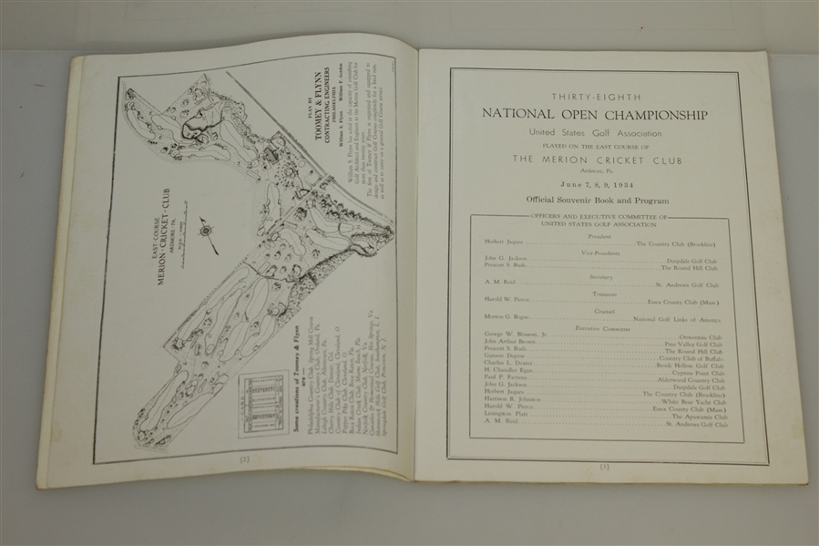 1934 US Open Championship at Merion Cricket Club Program - Olin Dutra Winner
