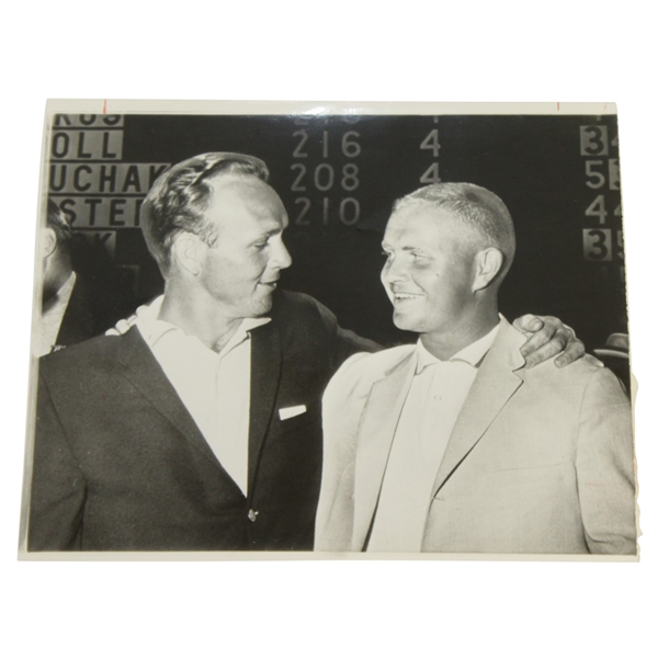 Jack Nicklaus & Arnold Palmer 1961 Meeting Original UPI Wire Photo - Earliest Photo Together