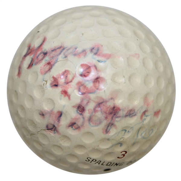 Ben Hogan 1948 US Open at Riviera CC Championship Used Spalding Dot Golf Ball-Gifted to Ralph Hutchison