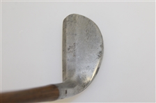 Vintage Hickory Shaft Mallet Putter w/Beveled Crown, Neck Joint, & “RM” Stamping