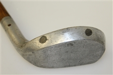 Vintage Hickory Shaft Mallet Putter w/Beveled Crown, Neck Joint, & “RM” Stamping