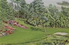 Augusta National Hole 16 Print w/ Robert Trent Jones Signature by Bill Waugh - Artist Proof #16