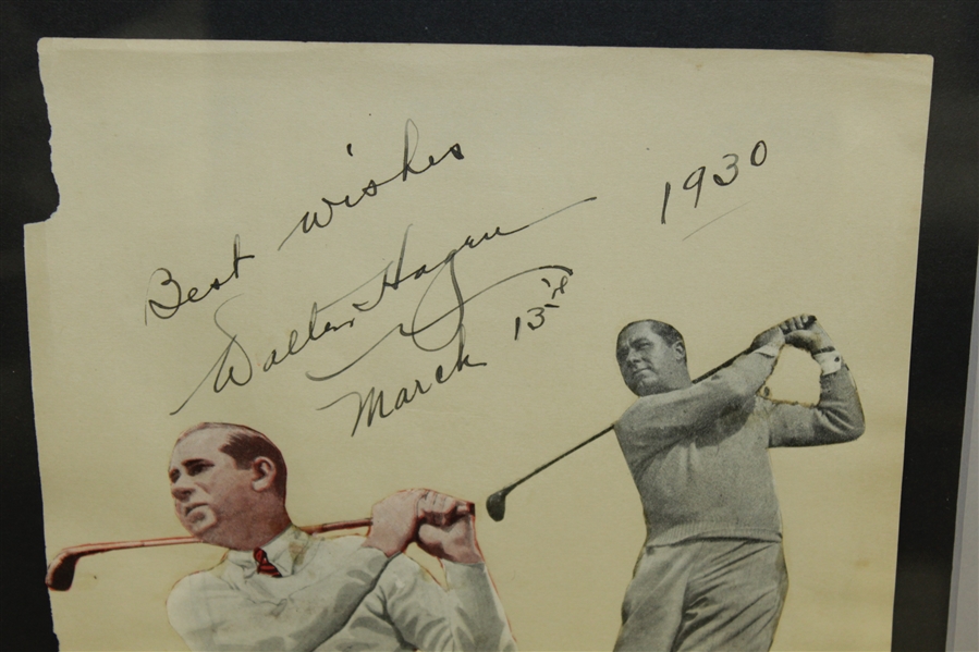 Walter Hagen Signed Cutout and Matte Display with 'Best Wishes', 'March 13th, '1930' JSA FULL