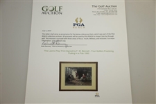 'The Last to Play' Print Signed by F. M. Bennett - Four Golfers Practicing Putting in a Pub 1930