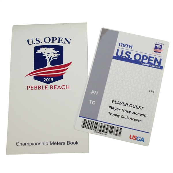 Player/Caddie 2019 US Open at Pebble Beach Yardage Book with Player Guest Badge