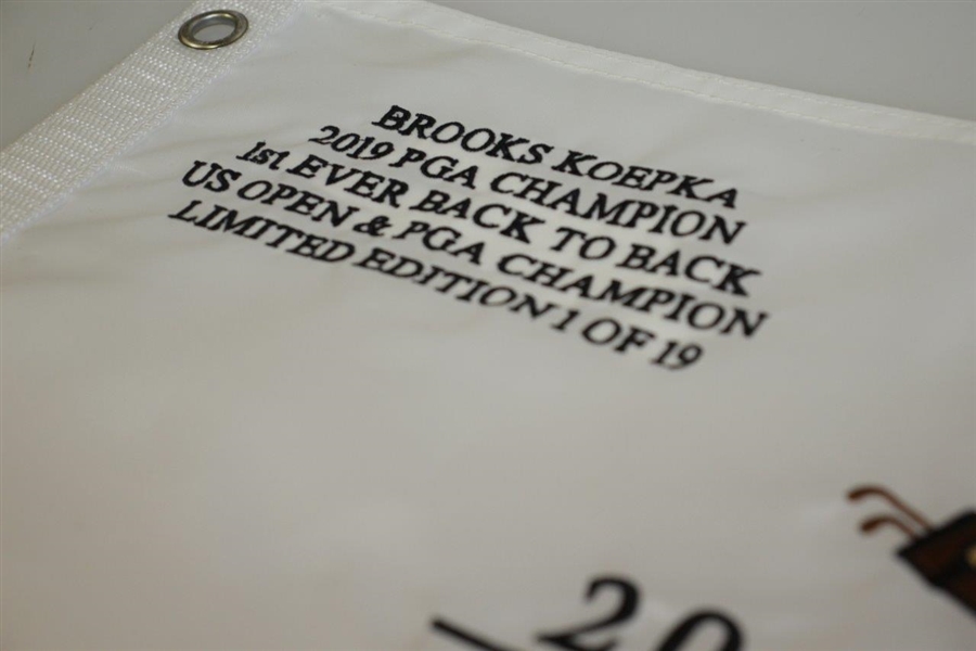 Brooks Koepka Signed Ltd Ed 2019 PGA at Bethpage Black Embroidered Flag JSA #Z91272