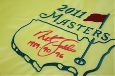 Nick Faldo Signed 2011 Masters Embroidered Flag with Years Won Notation JSA #EE96293