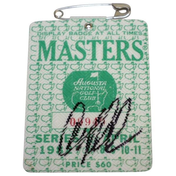Craig Stadler Signed 1982 Masters Tournament Badge #09949 JSA #EE96308