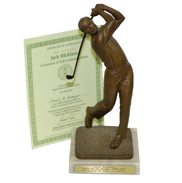 Jack Nicklaus Golfer of the Decade 1968-1977 Statue with Certificate