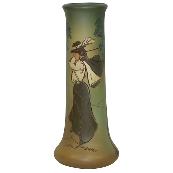 Weller Dickensware Vase - Female Golfer - 10 Tall