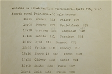 1940 Masters Tournament Sunday 4th Round Pairings Sheet - Jimmy Demaret Winner