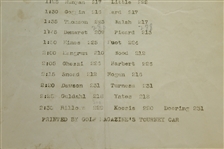 1940 Masters Tournament Sunday 4th Round Pairings Sheet - Jimmy Demaret Winner