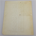 1940 Masters Tournament Sunday 4th Round Pairings Sheet - Jimmy Demaret Winner