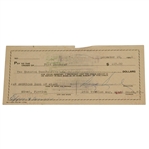Sam Snead Signed 1952 Personal Check to Fred Corcoran JSA #EE96334