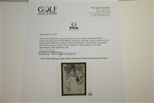 Circa 1904 Golfing Couple Sitting on Bench Print by Artist Harrison Fisher 