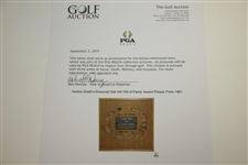 Horton Smith's Personal Oak Hill 'Hill of Fame' Award Plaque From 1961