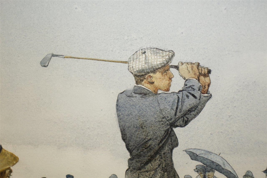 Original 'Francis D. Ouimet Wins United States Open - 1913' by Leland Gustavson Historical Watercolor