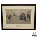 Circa 1899 JC Dellman Original Stone Litho of Links Golf Scene