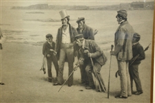 Circa 1899 JC Dellman Original Stone Litho of Links Golf Scene
