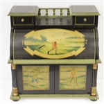 Ornate Old-Time Golf Themed Gold Trimmed Trinket / Jewelry Presentation Box
