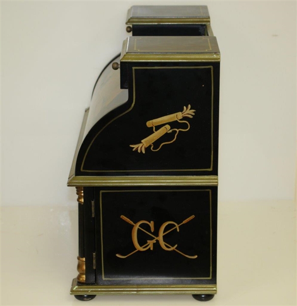 Ornate Old-Time Golf Themed Gold Trimmed Trinket / Jewelry Presentation Box