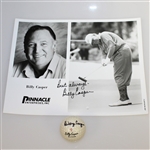 Billy Casper Signed Classic Personal Logo Golf Ball & 8x10 Photo JSA #M83195