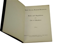 1895 North Berwick New Club Rules & Regulations and List of Members Booklet
