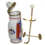 1995 Ryder Cup at Oak Hill Ceramic Limited Ed Golf Bag on Pull Cart - Made in France