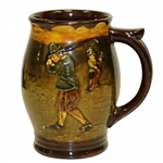 Circa 1930's Royal Doulton Earthenware Mug w/ Ancient Golfer Addressing Ball