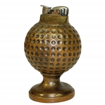 Vintage Bronze Dimple Golf Ball Desk Cigarette Lighter on Base