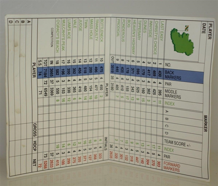 Tiger Woods Signed Waterville Golf Links Scorecard JSA ALOA