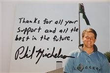 Phil Mickelson Signed 1991 Masters Low Am Clubhouse Photo w/ Early Sig & Insc JSA ALOA