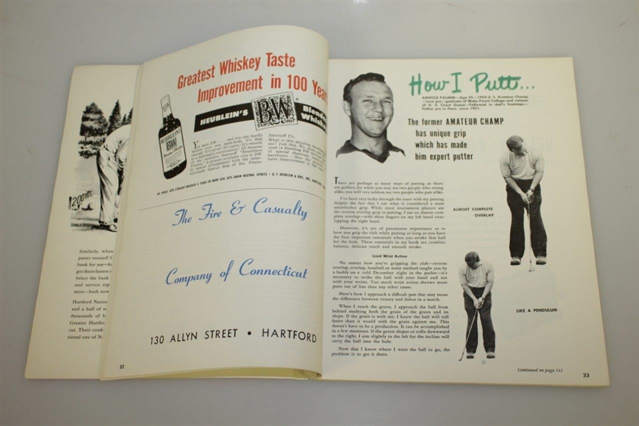 1955 Insurance City Open Program w/ Bing Crosby & Bob Hope on Cover - Sam Snead Win